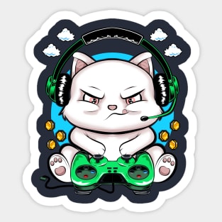 kitty gamer, game addicts Sticker